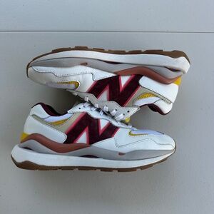 New Balance 57/40 Trainers in white and burgendy